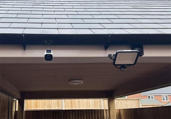 security camera and lighting on property